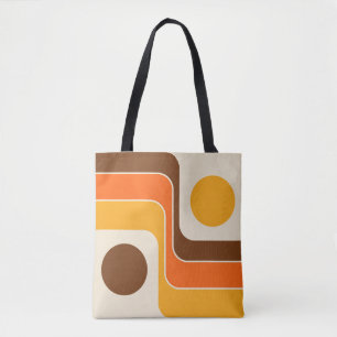 Mod 1970s Retro Style Geometric Design Tote Bag