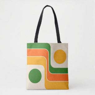 Mod 1970s Retro Style Geometric Design Tote Bag