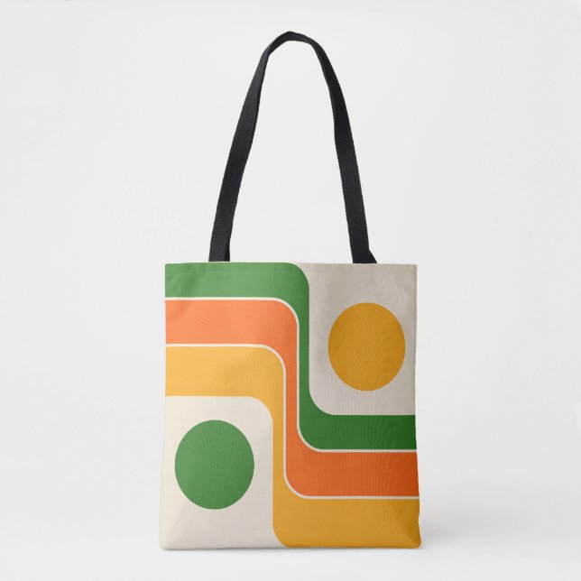 Mod 1970s Retro Style Geometric Design Tote Bag (Front)