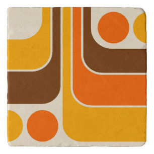 Mod 1970s Retro Style Geometric Design Trivet