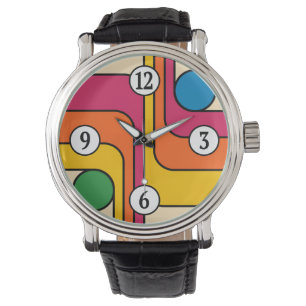 Mod 1970s Retro Style Geometric Design Watch