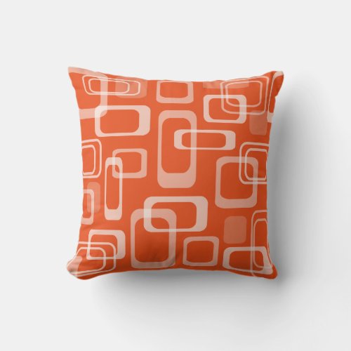 Mod 60s retro pattern decor orange throw pillow
