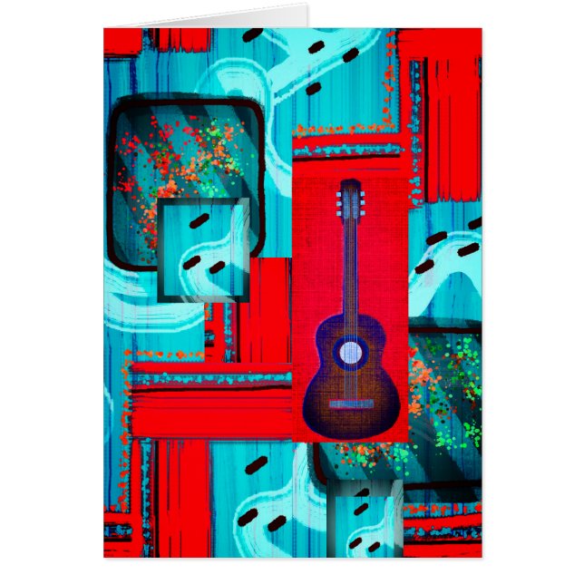 Mod Abstract Music Collage "Overreach"Blank Card (Front)