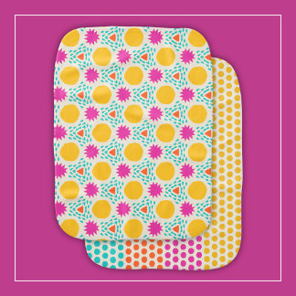 Mod Abstract Raindrop Shapes and Polka Dot Stripes Baby Burp Cloth