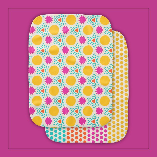 Mod Abstract Raindrop Shapes and Polka Dot Stripes Baby Burp Cloth (Creator Uploaded)