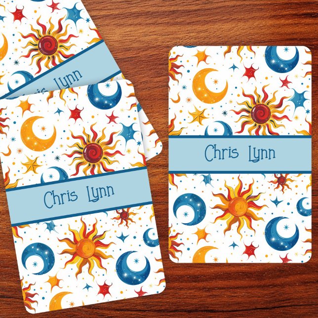 Mod Abstract Sun Moon and Stars Colorful  Poker Cards (Creator Uploaded)