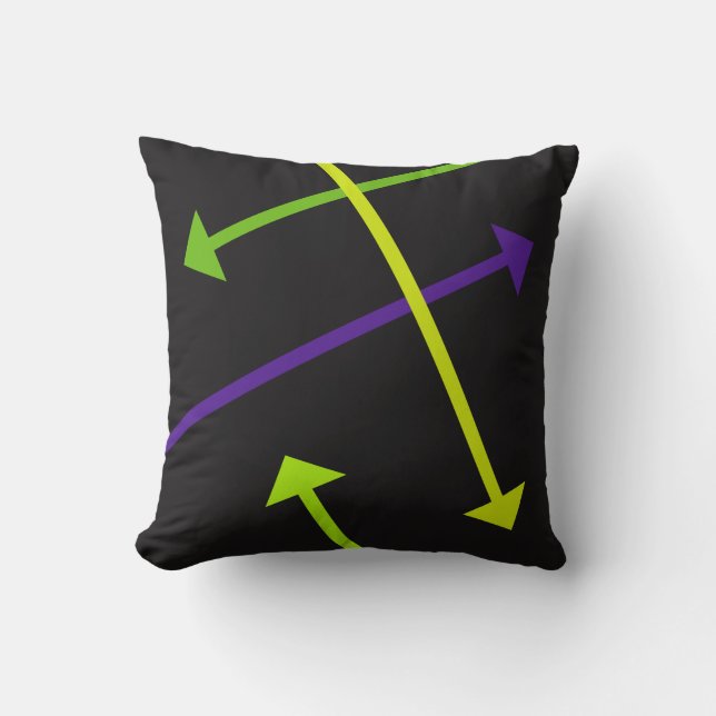 Mod Arrow on Black Throw Pillow (Front)