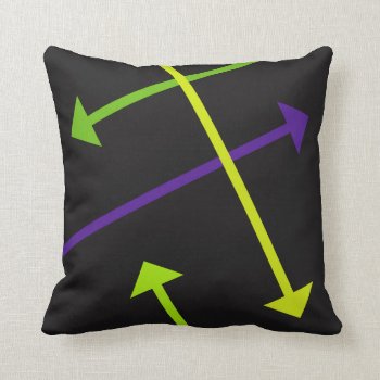 Mod Arrow On Black Throw Pillow by JoLinus at Zazzle