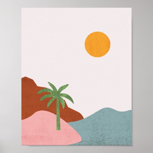 Mod Art Beach Scene Wall Poster