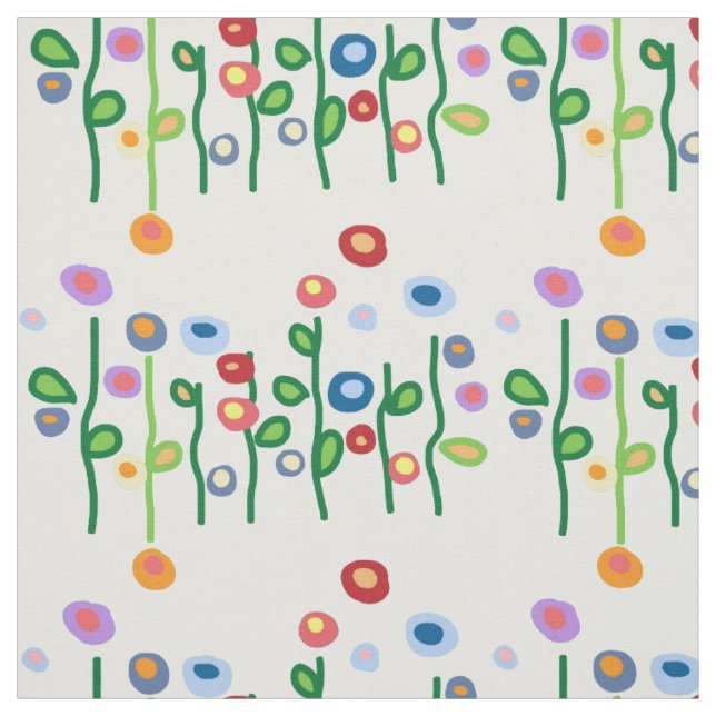 Mod art flowers fabric (Swatch)
