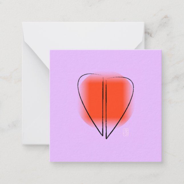 Mod Art Heart 2.5"x2.5" Flat Note Card (Front)