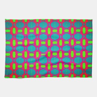 Mod Art Kitchen Towel in Magenta, Teal and Lime