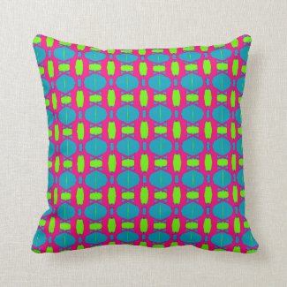 Mod Art Throw Pillow in Magenta, Teal and Lime
