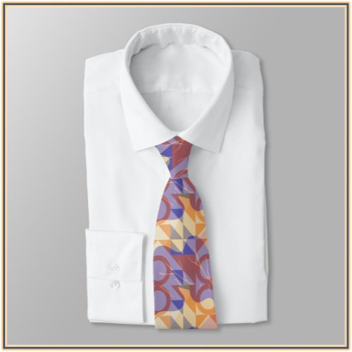 Mod Artsy Purple and Peach Neck Tie