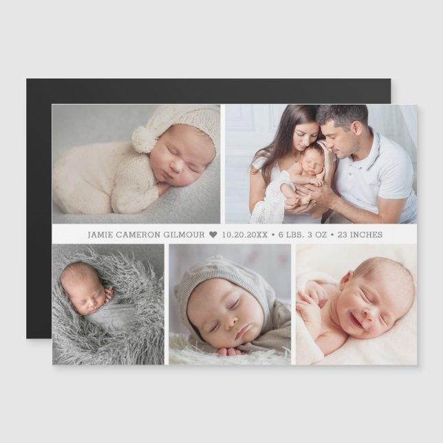 Mod Baby Boy Heart Photo Collage Birth stats (Front/Back)