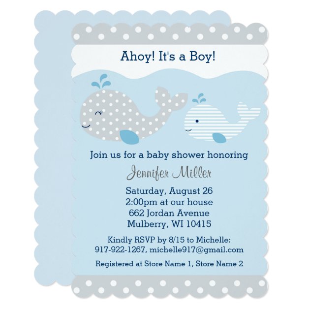 Mod Baby Whale Baby Shower Invitations