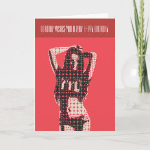 Mod Bikini Chick Birthday Card