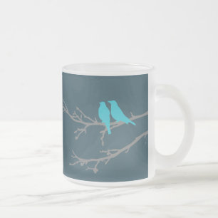 mod birds frosted glass coffee mug