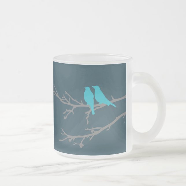 mod birds frosted glass coffee mug (Right)