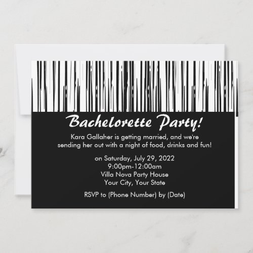 Mod Black and White Bachelorette Party Invitations