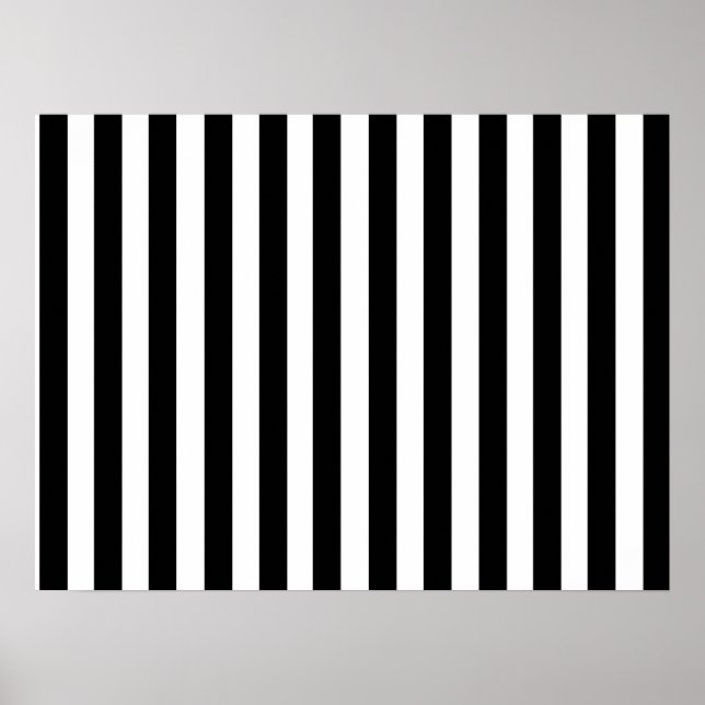 Mod Black and White Stripes Pattern Poster (Front)