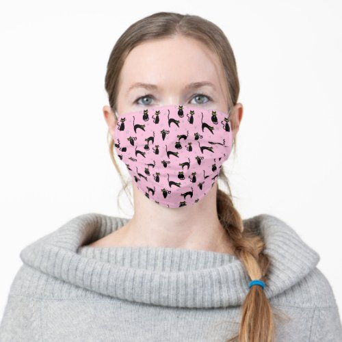 Mod Black Cats Adult Cloth Face Mask