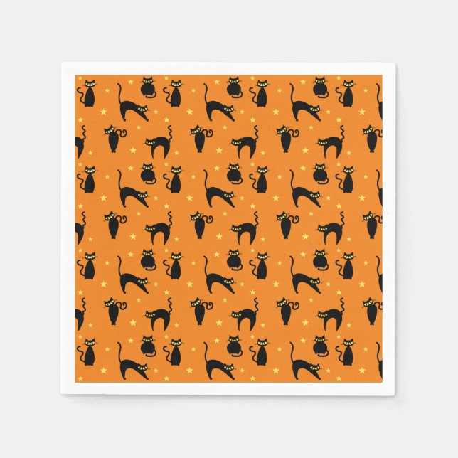 Mod Black Cats Halloween Napkins (Front)