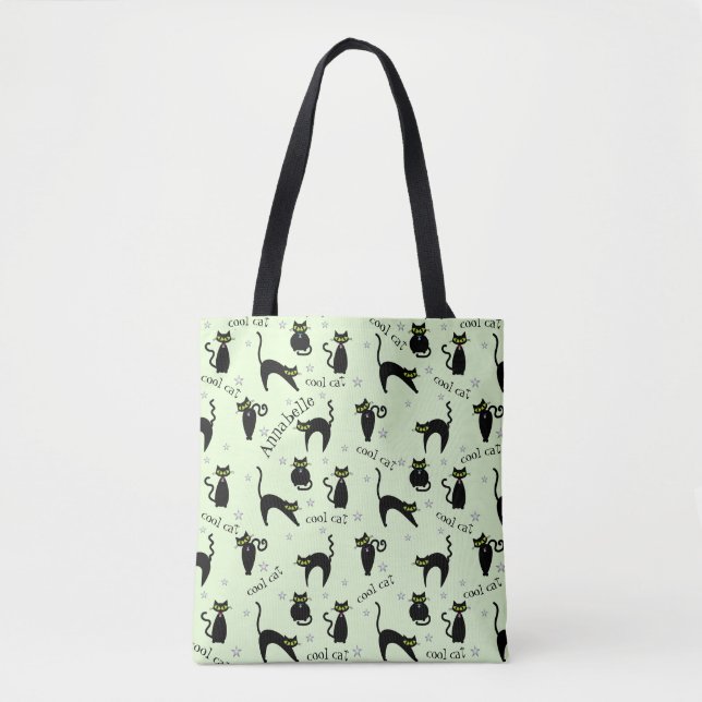 Mod Black Cats Personalized Tote Bag (Front)