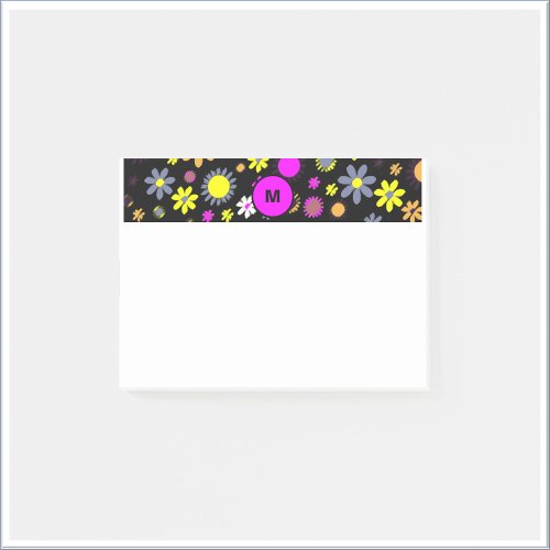 Mod Black Floral Post_it Notes
