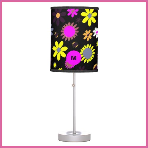 Mod Black Floral Table Lamp