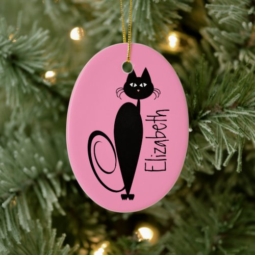 Mod Black Kitty Ornament