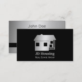 Mod black silver Classy Real estate  businesscards Business Card (Front/Back)