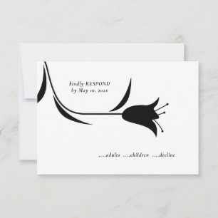 MOD BLACK TULIP WEDDING RSVP CARD