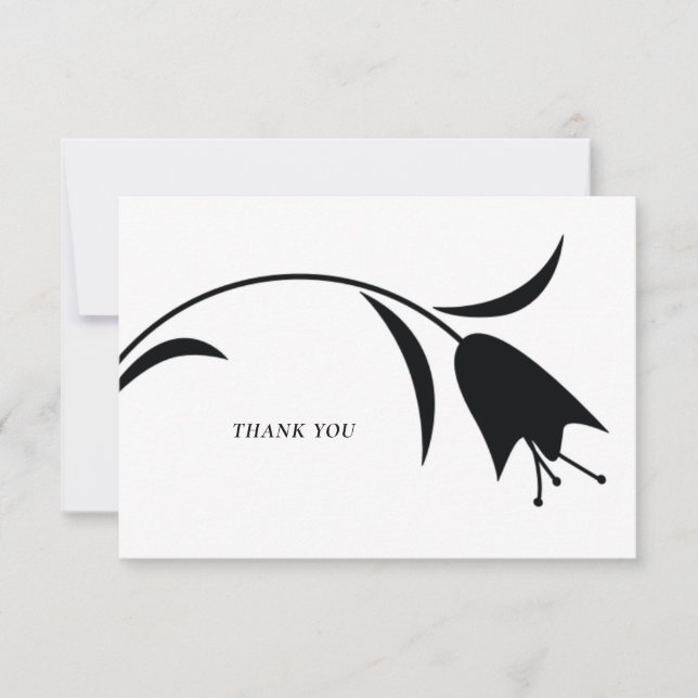 MOD BLACK TULIP WEDDING THANK YOU CARD (Front)