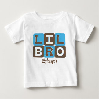 MOD Blocks Lil Bro - Blue & Brown Personalized Baby T-Shirt