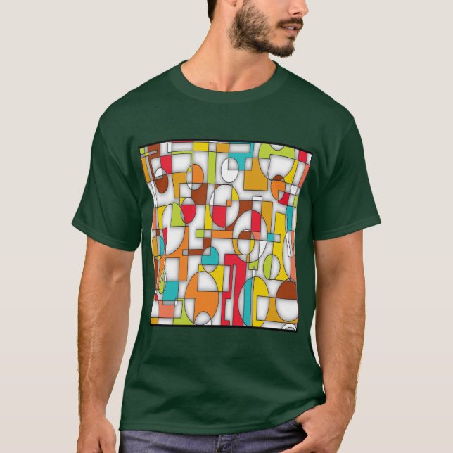  "Mod Blocks" Retro Abstract T-Shirt (Front)