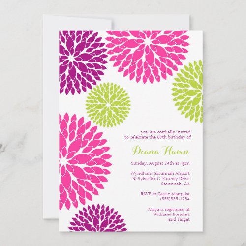 MOD BLOOMS _ Wedding Birthday or Any Occasion Invitation