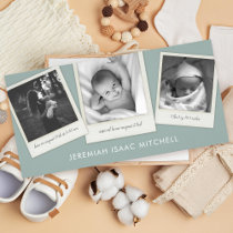 Mod Blue Baby Instant Photo Birth Announcement