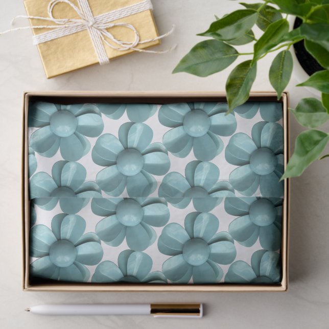 MOD Blue Daisy Flower - Retro 60s Summer Wedding Tissue Paper (Gift)