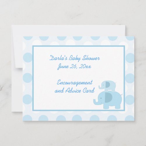Mod Blue Elephant Baby Shower Advice Cards