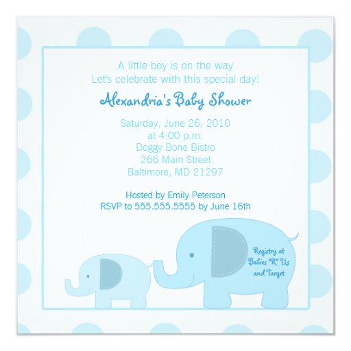 Mod Blue Elephants Square Baby Shower invitation | Zazzle