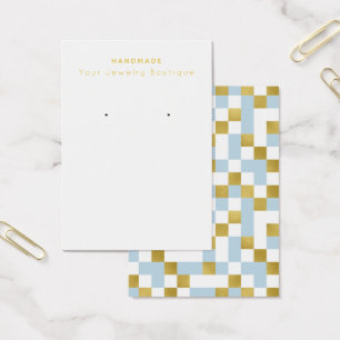 Mod Blue Gold Checkerboard Earring Display Cards