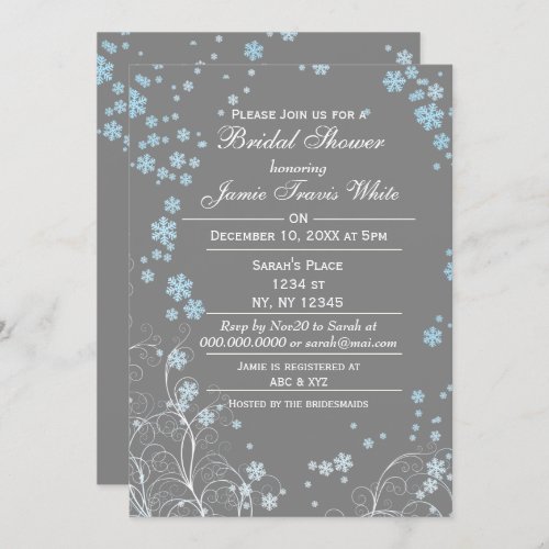 Mod Blue Gray Winter Bridal shower invite