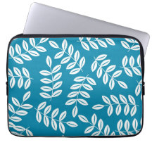 Mod Blue Leaf Floral Laptop Sleeve