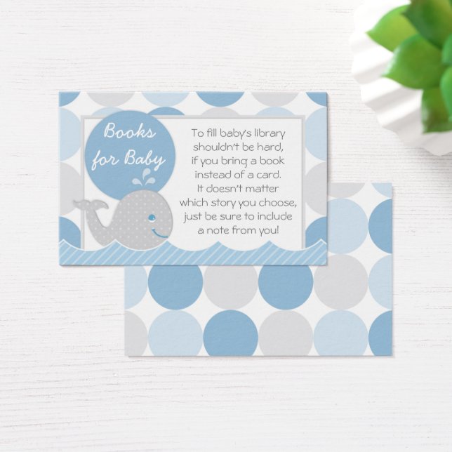Mod Blue Whale Baby Shower Book Request Card (Desk)