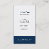 Mod blue white Classy Real estate  businesscards Business Card (Back)