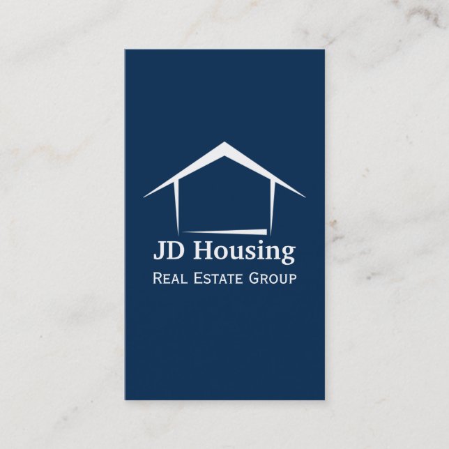 Mod blue white Classy Real estate  businesscards Business Card (Front)