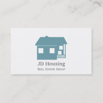 Mod Blue White Classy Real estate  businesscards Business Card