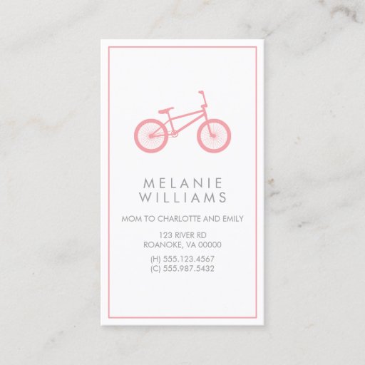 Customizable Mod Blush Pink Bicycle Business Card Templates
