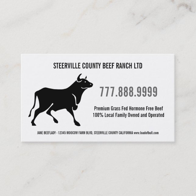 Mod Bold Beef Cattle Ranch Business Card (Front)